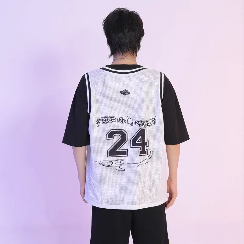 FireMonkey Basketball Jerseys Unisex White-4