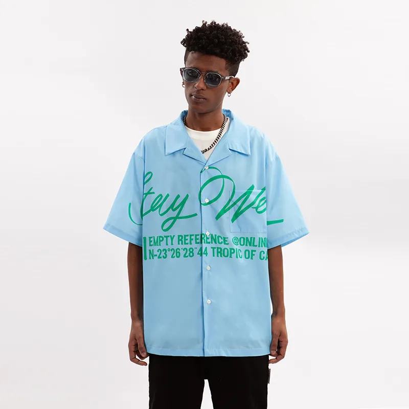 EMPTY REFERENCE Short Sleeved Shirt Unisex Blue-3