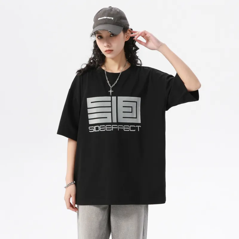 SIDEEFFECT Short Sleeved T Shirts Summer Unisex Black-2