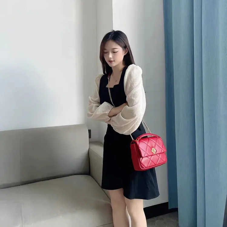 NUCELLE PU Small Square Bag One Shoulder Shoulder Bag For Women's Medium Size Women's White/Black/Pink-44