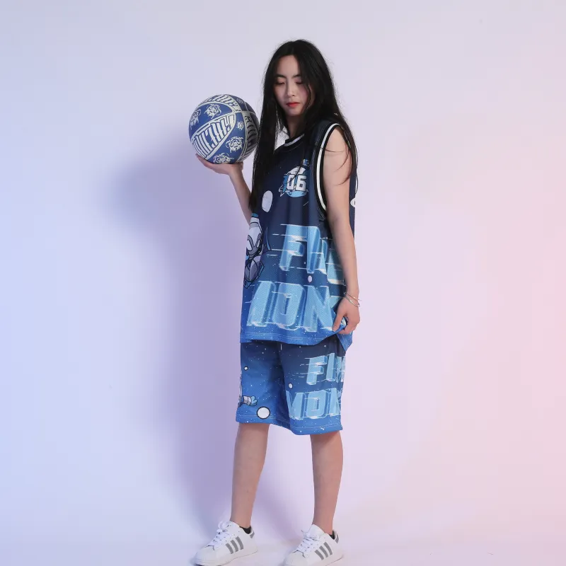 FireMonkey Astronaut Collection Basketball Jerseys Unisex Blue-4