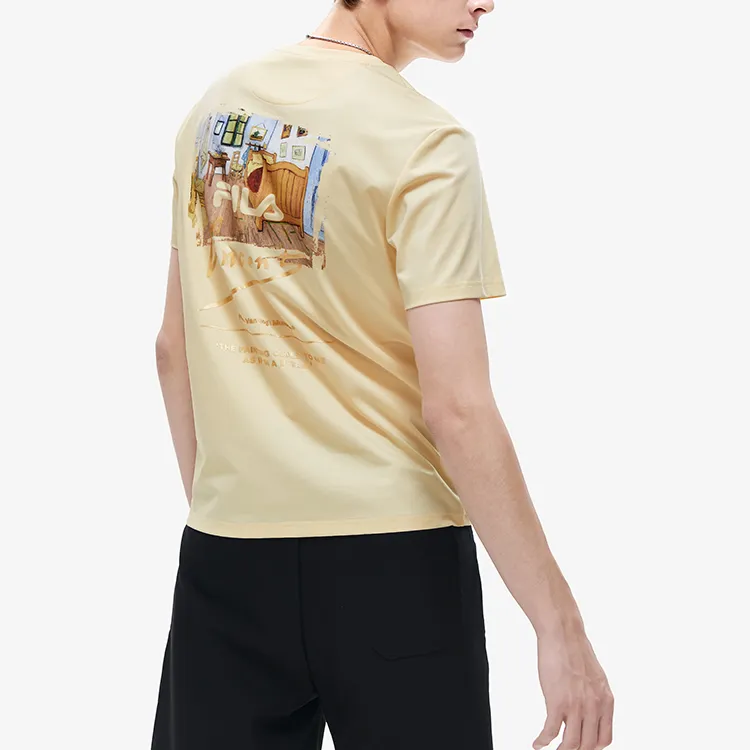 FILA x FANGAOLIANMINGXILIE T Shirt Men's Apricot Light Yellow-4
