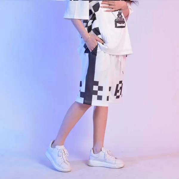 FireMonkey Basketball Shorts Unisex Black White-5