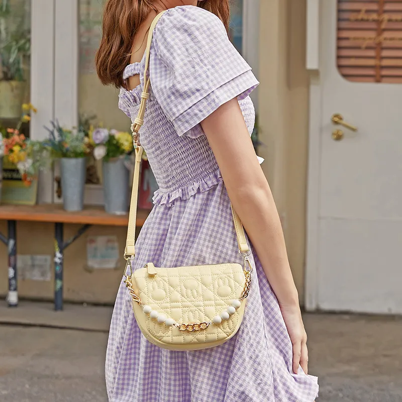 Miffy PU Shoulder Bag, Crossbody Bag, Handbag Small Size Women's Ecru/Yellow-3