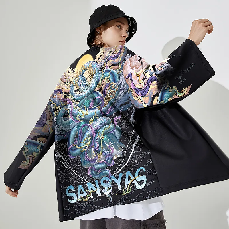 SANSYAS Trench Coats Unisex Black-5