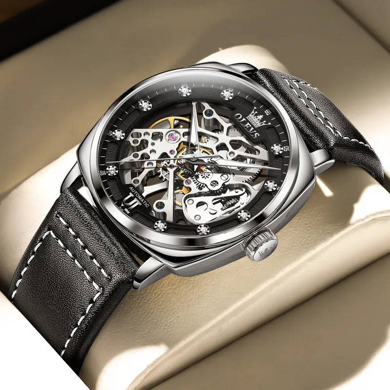 OLEVS Wisdom Series Automatic Mechanical Movement Watch Men's Watches Cut Out Dial-9