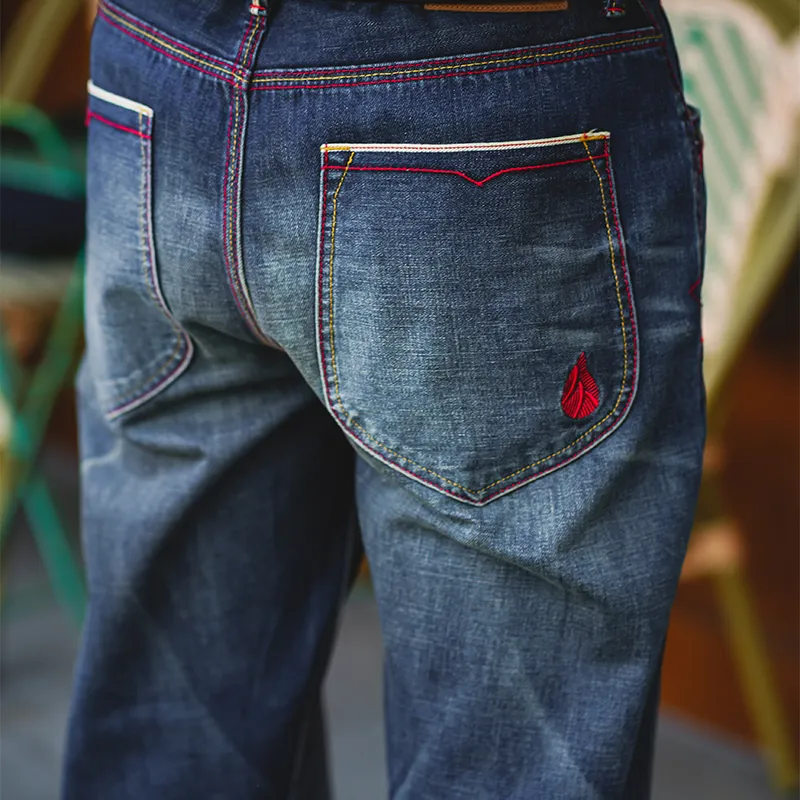 TEKABLU Slim Fit Pants Jeans Men's Washed Blue-7