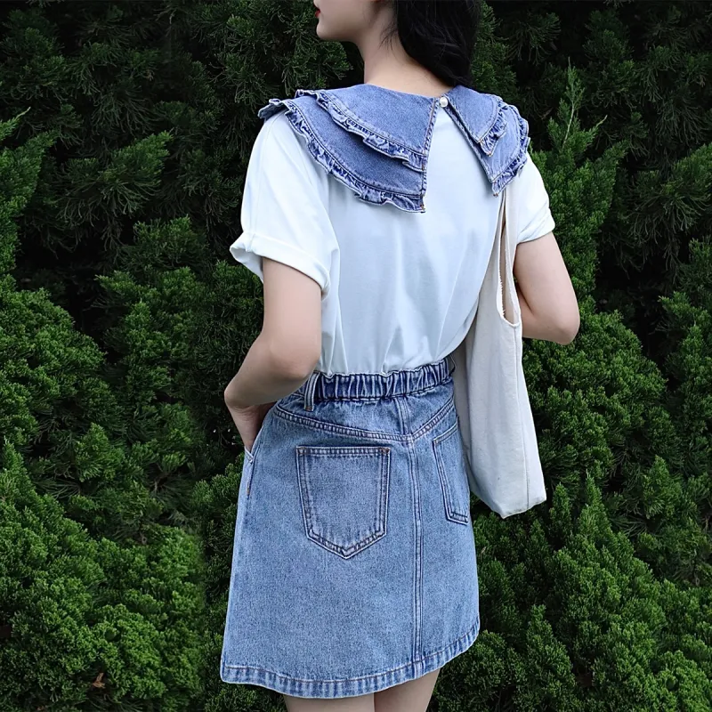 JINYE ORIENTAL Denim Short Skirts Women's Blue-2