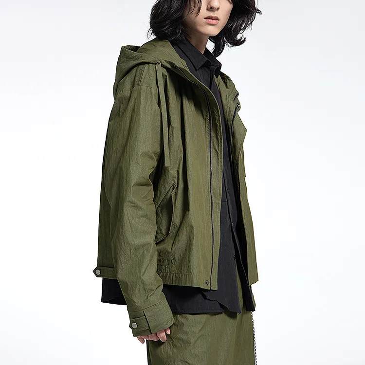 HUANXIANGZHE Jackets Unisex Army Green-4
