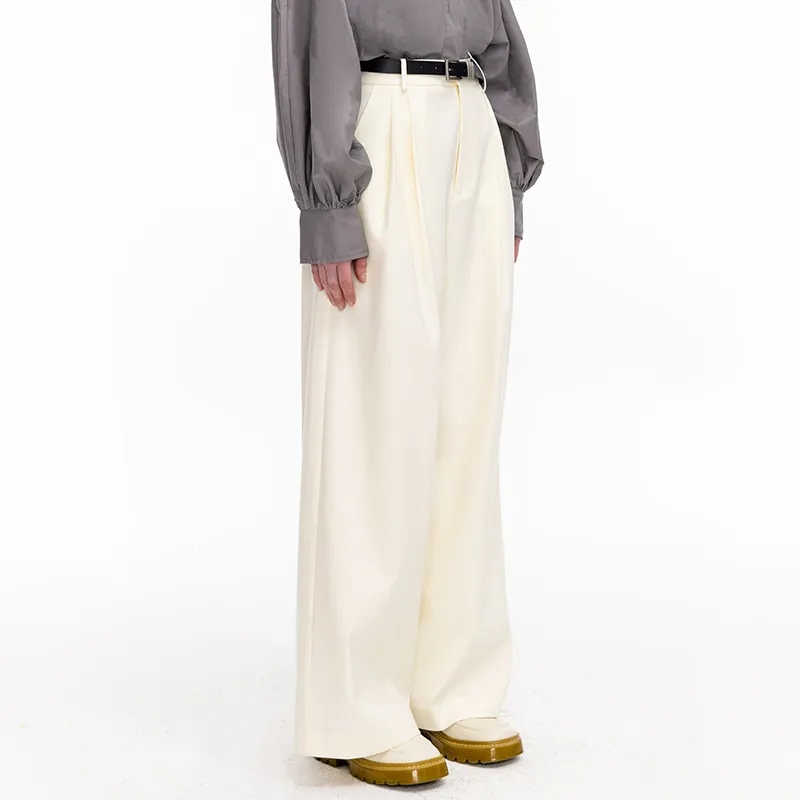 Cubic Casual Pants Women's Beige-4