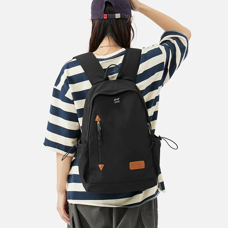 KEYSTREET Fabric Backpack Regular Unisex Ecru/Black-11