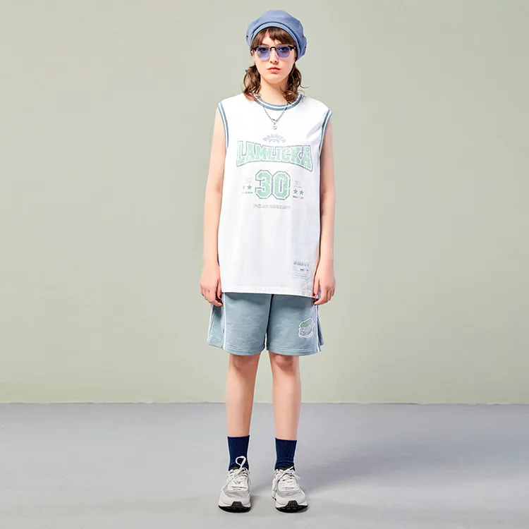 LAMLICKA Loose Fit Shorts Unisex Light Blue-2