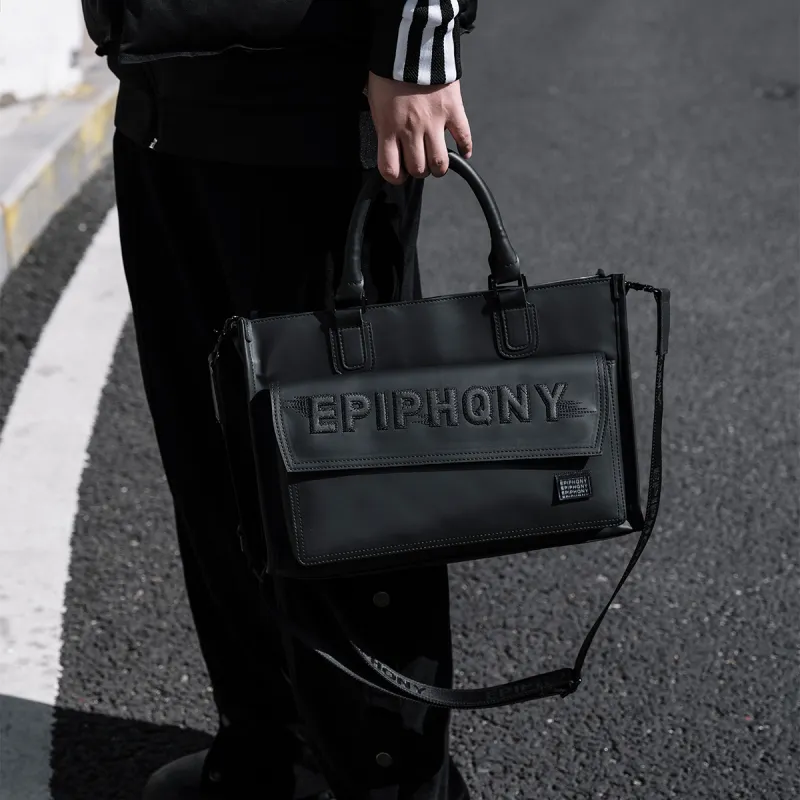 EPIPHQNY PU Shoulder Bag, Crossbody Bag, Handbag Medium Size Unisex Black-4