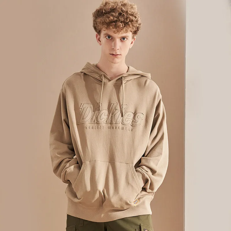 Dickies Hooded Loose Fit Sweatshirt Spring And Autumn Men's Khaki-1