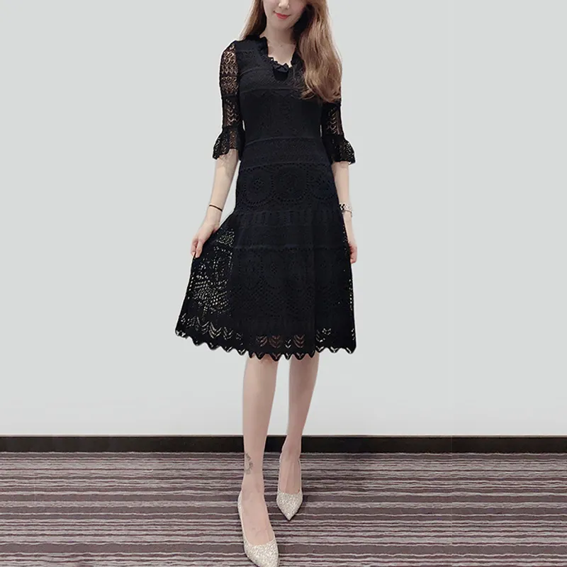 Alexander McQueen Short Sleeved Dresses Women's Black-1