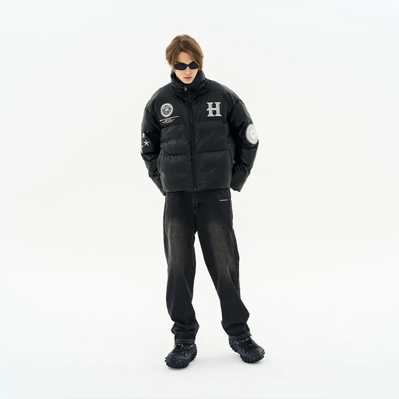HARSH AND CRUEL FW22 Stand Collar Loose Fit Puffer Jacket Unisex Black-2