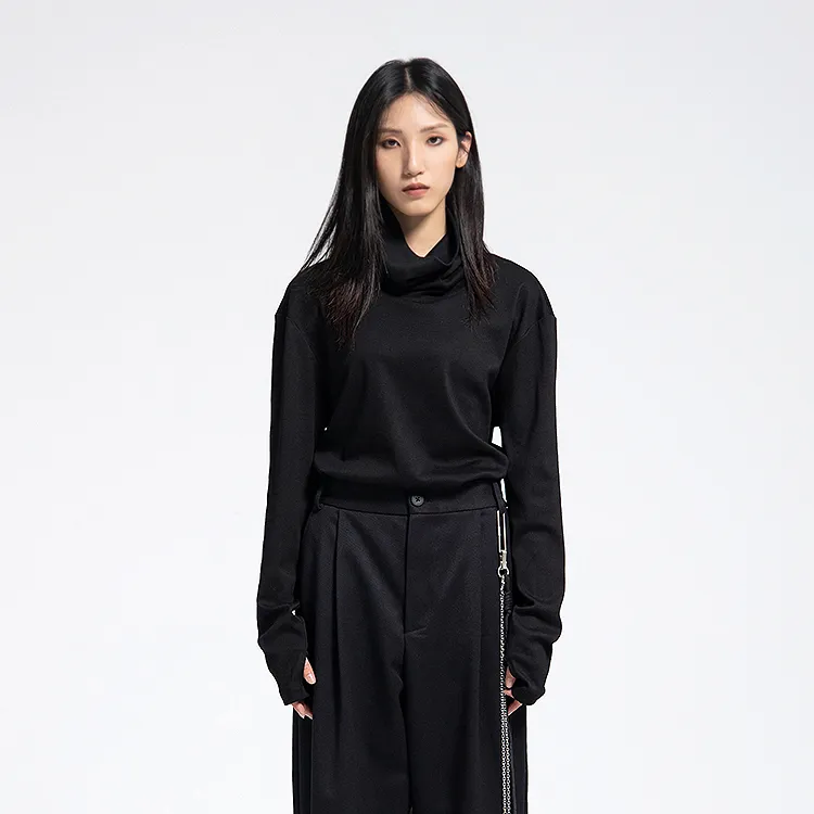 HUANXIANGZHE Long Sleeved T Shirt Unisex Black-3