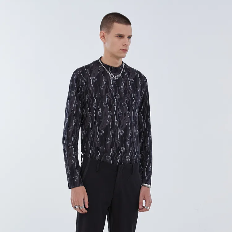 DAVID NAMAN FW22 Long Sleeved T Shirt Men's Gray-4