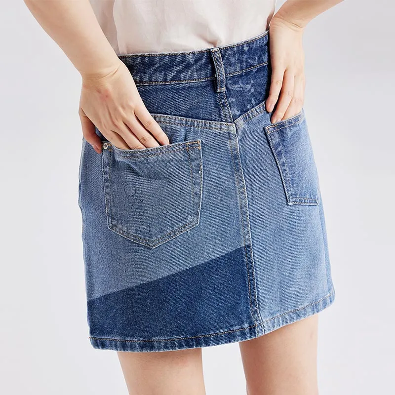 SUPIN Denim Short Skirts Women's Blue-4