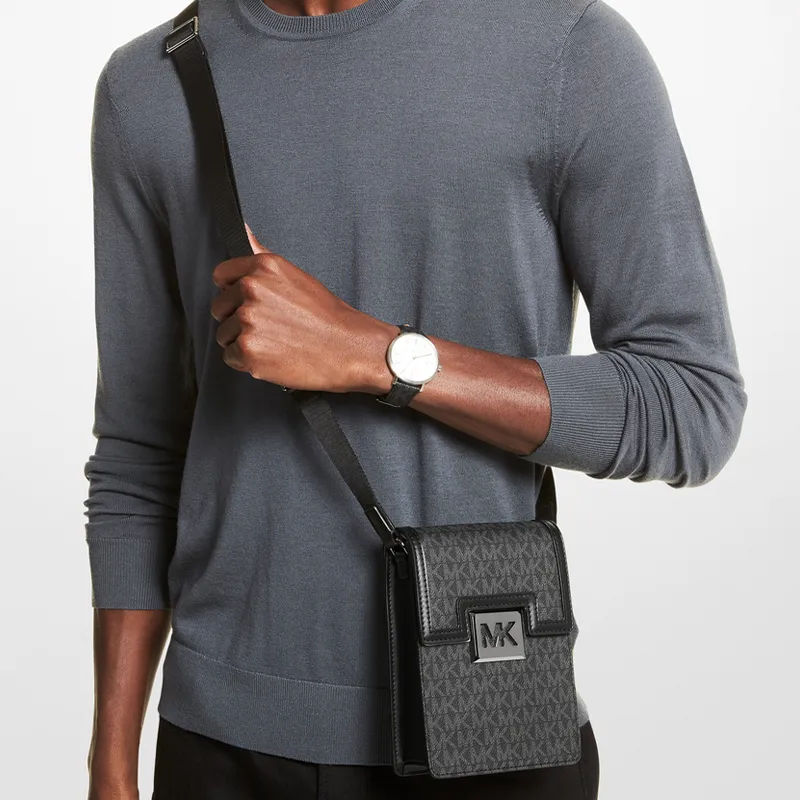 MICHAEL KORS Artificial Leather Flap Phone Pouch Small Size Men's Black-2