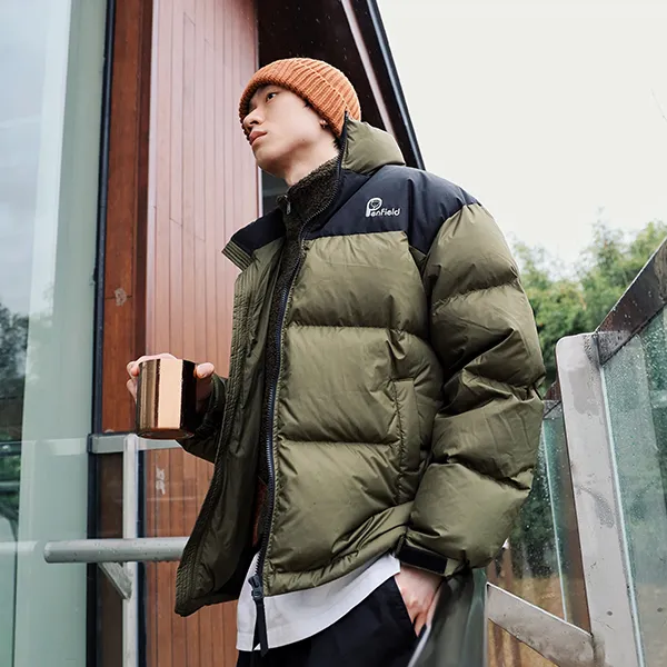 Penfield Hooded Loose Fit Long-Sleeved Down Jacket Unisex Olive Green-6