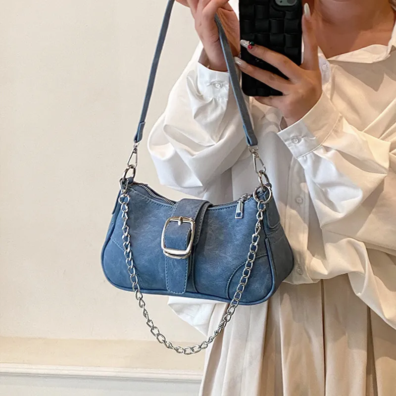JANE KLAIN PU Small Square Bag Handbag Shoulder Bag Women's Blue/Pink-2