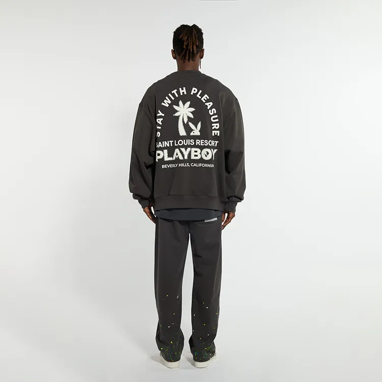 Playboy X SSSAINT LOUIS SSSAINT LOUIS X Playboy Co branded Series Sweatshirts Unisex Washed Black-2