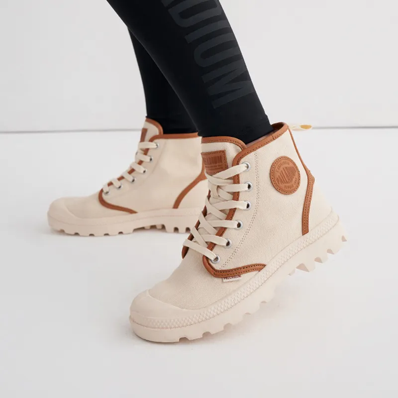 Palladium Pampa HiProvence Wear Resistant High Top Canvas Shoes Unisex Smoke White Brown-5
