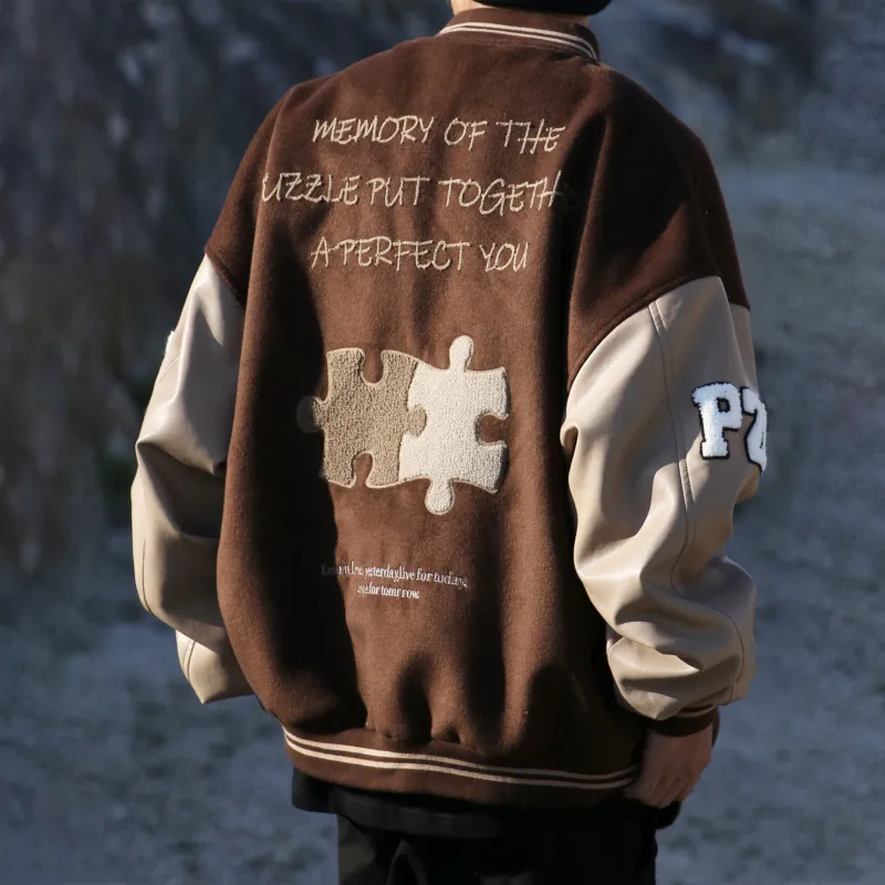 A Chock Baseball Jacket Unisex Coffee-4
