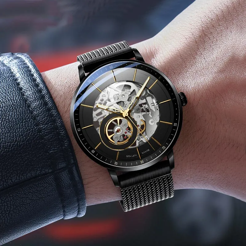 SOLLEN Automatic Mechanical Movement Watch Men's Watches Cut-Out Dial SL316-2