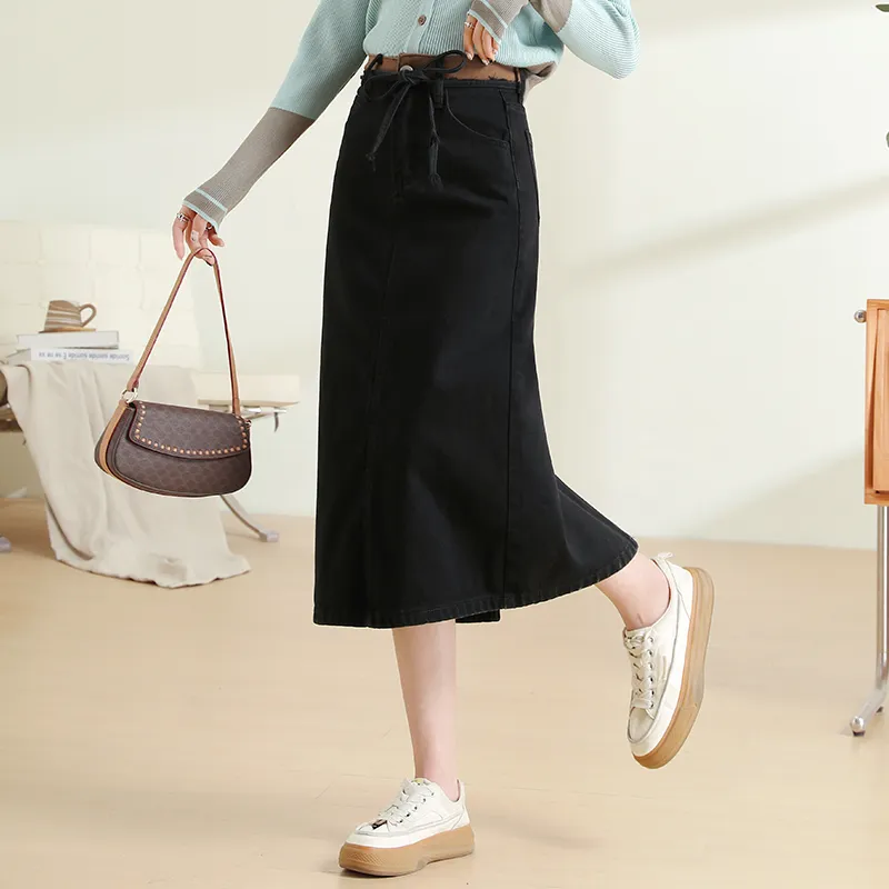 MITUAN Denim Long Skirts Women's-7