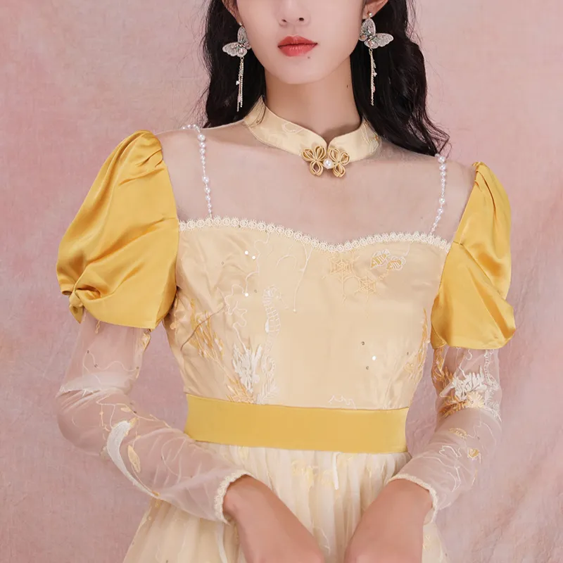 JINYE ORIENTAL Dress Women's Yellow-2
