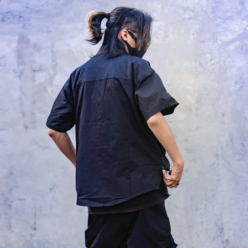VIP SS22 Solid Color Mock Two Piece Shirt Summer Unisex Black-6