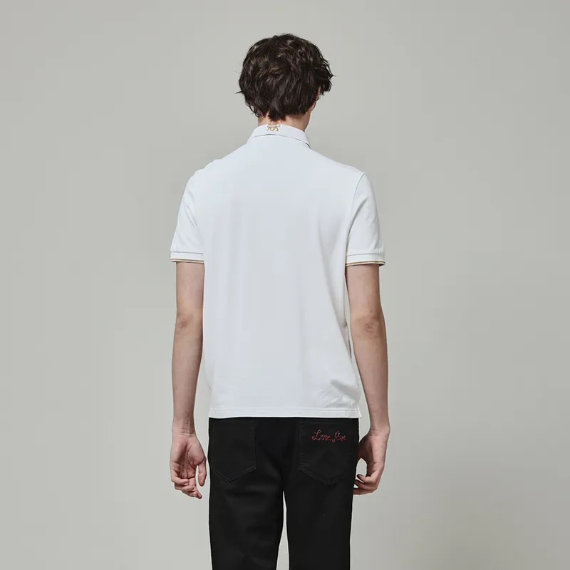 RARE Short Sleeved Polo Shirt T Shirt Men's White-5