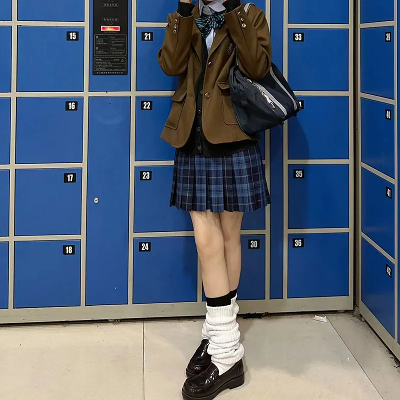 Tokyo Season Casual Short Skirts Women's Whale Fall, Plaid Skirt-9