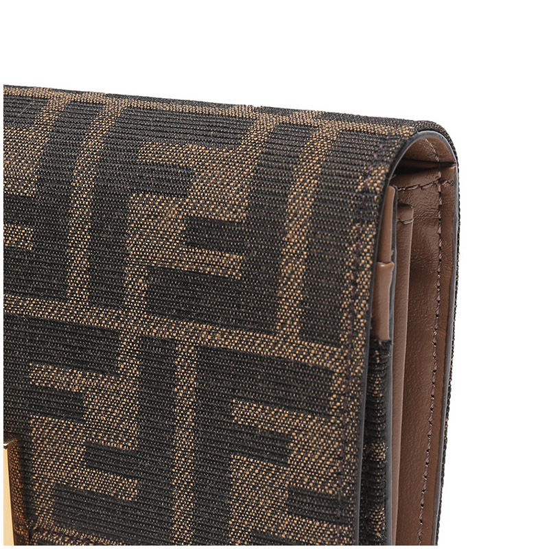FENDI Canvas With Leather Small Square Bag Chain Wallet