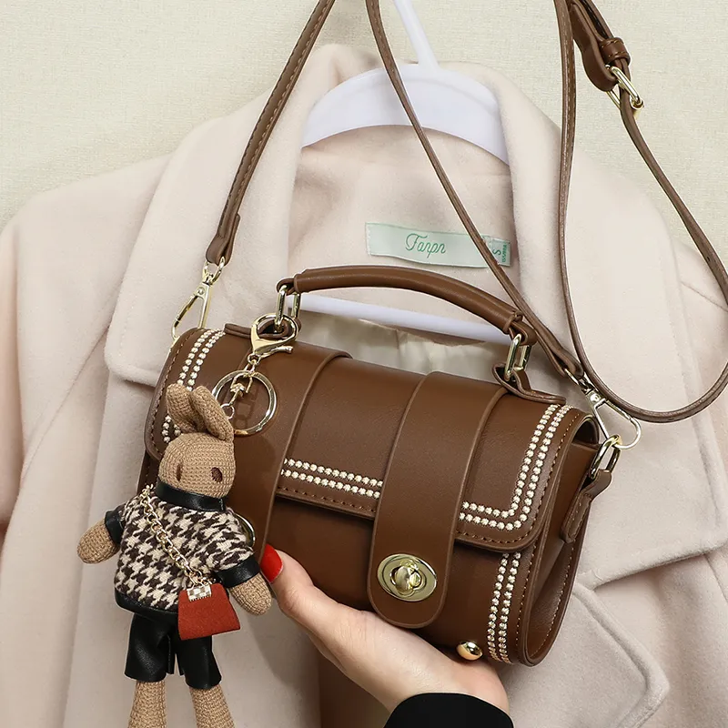 VINEY Cow Leather Shoulder Bag, Crossbody Bag, Handbag Regular Women's Brown-2