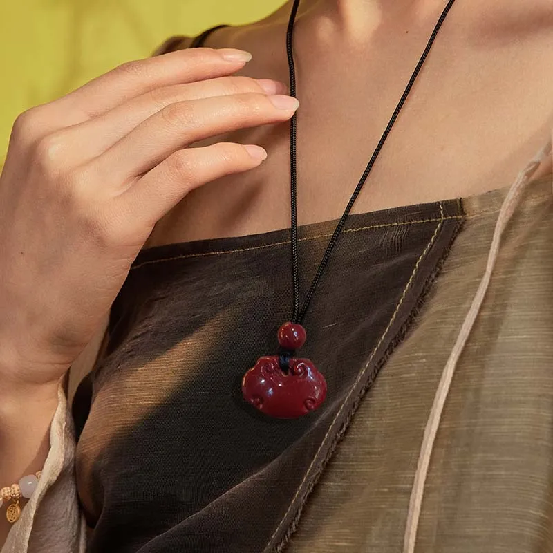 YINCHIE Reconstructed Cinnabar Necklaces Women's-5