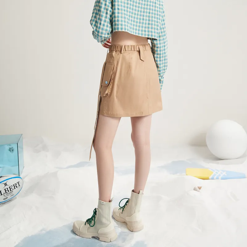 MITUAN Casual Short Skirts Women's Khaki-3