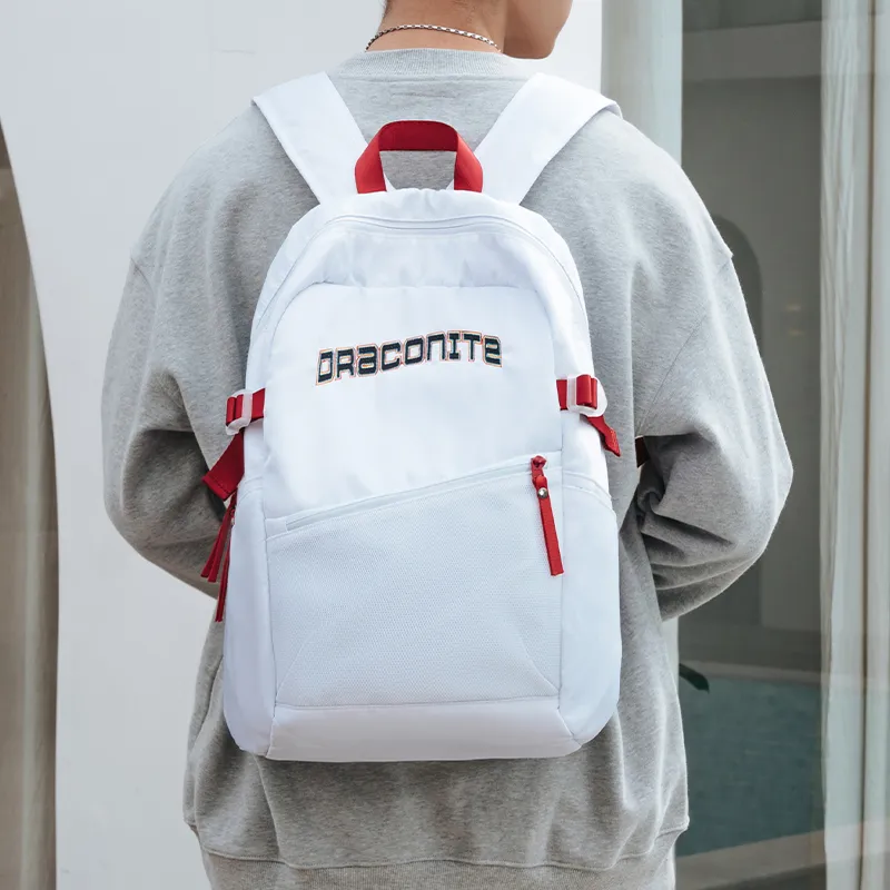 DRACONITE Polyester Student Backpack Regular Unisex White-2