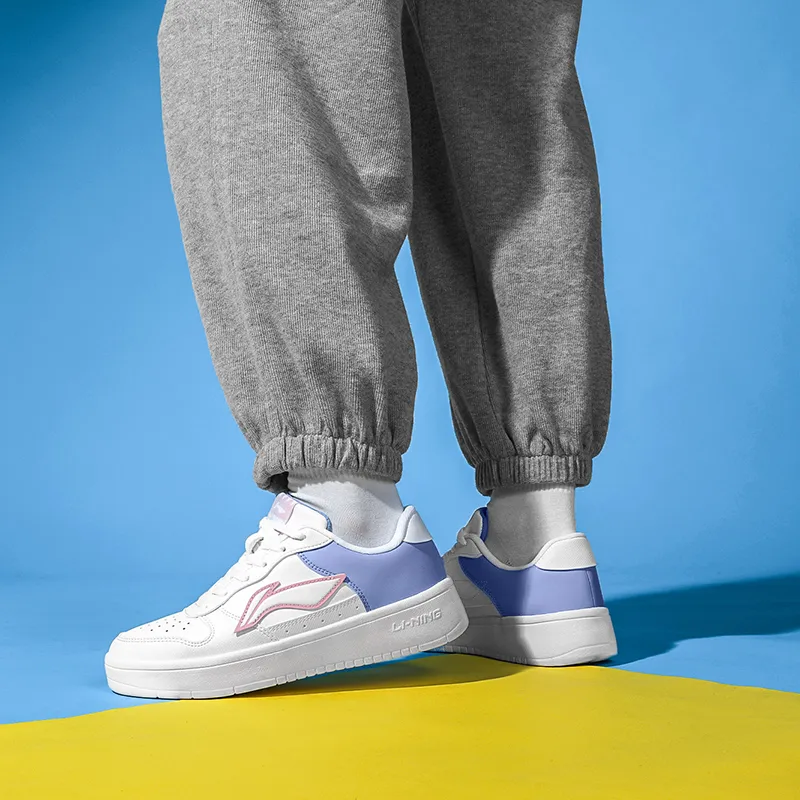 LINING Sports Life Collection Skateboard Shoes Women's Low Top Light Iris White-9