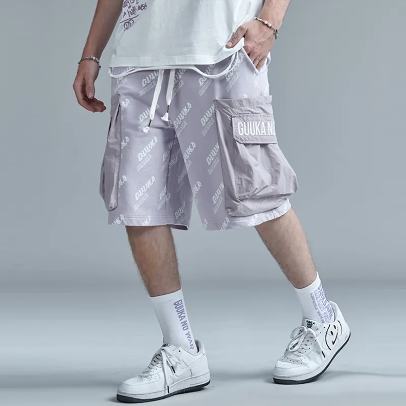 Guuka Cargo Shorts Unisex Purple-2