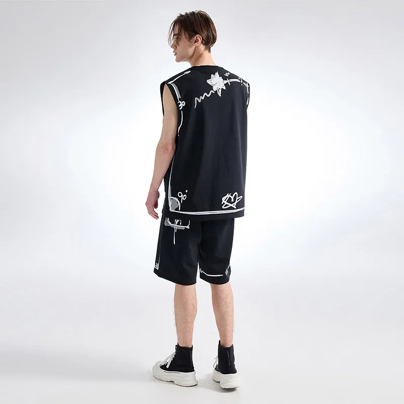 YLDP Casual Shorts Unisex Black-4