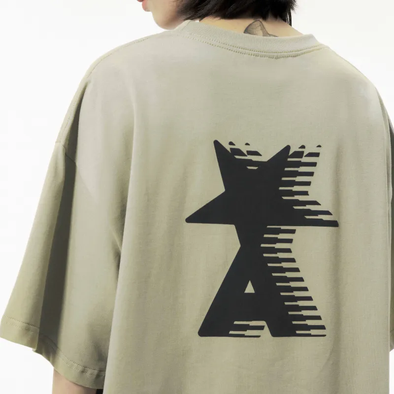 ALL NIGHT DAYS Star Letter Print Unisex T-shirt-17