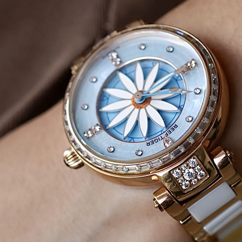 REEF TIGER Automatic Mechanical Movement Watch Women's Watch Blue Dial RGA1599 ML-2