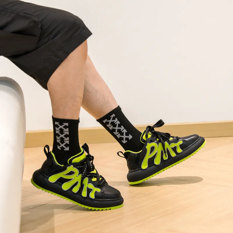 PMT Cushioned Anti-Slip Wear-Resistant Waterproof And Breathable Coverage Low-Top Casual Shoes Unisex Black Green-8