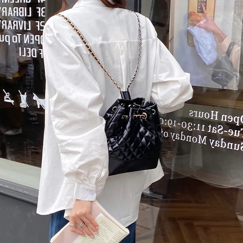 JANE KLAIN PU Bucket Bags Shoulder Bags Medium Size Women's Black White-2