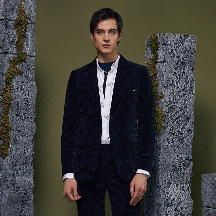 DAVID NAMAN Business Suits Men Navy Blue-4
