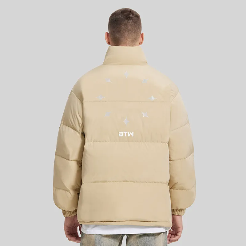 BTW Stand Collar Without Hood Loose Fit Down Jacket Unisex-23