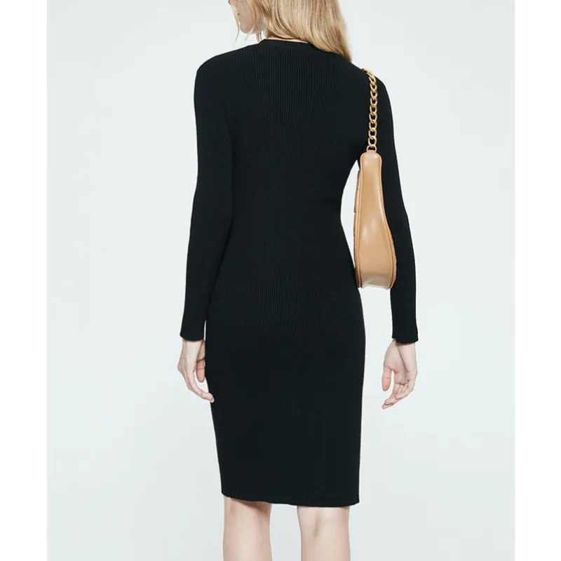 DKNY Long Sleeved Dresses Women's Black & White-3